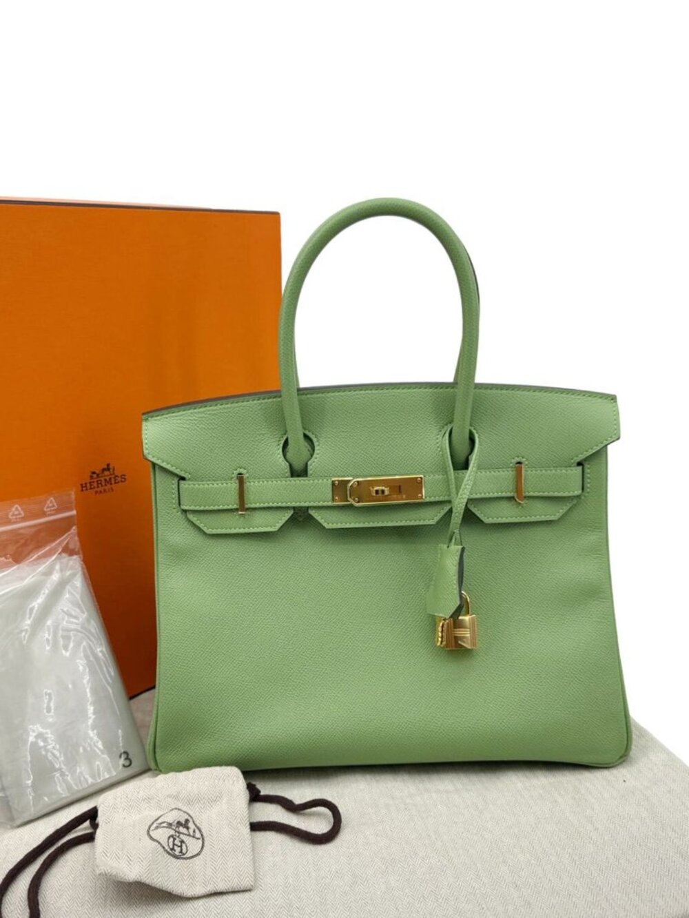 Hermes Birkin 30 Epsom Leather Tote Bag Green - Picture 3 of 13